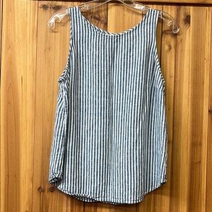 Striped Sleeveless Top - Blue and White